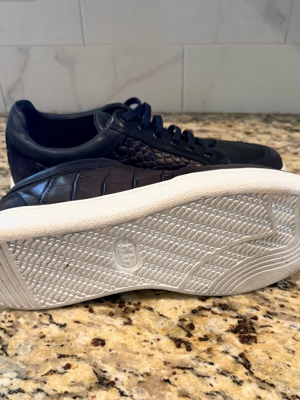 Martin Dingman Men's Navy/Black Leather Embossed 10M